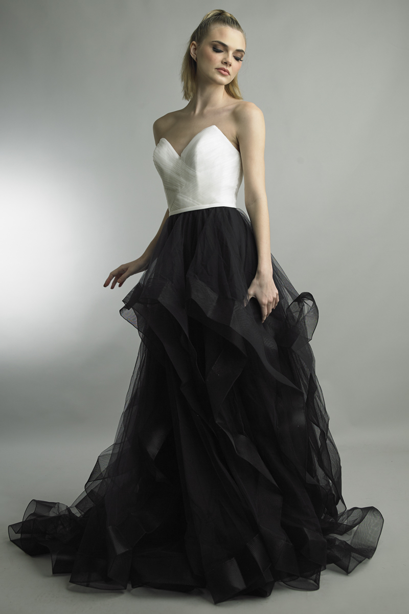 D1396L | Strapless Flounce Tulle Gown |  