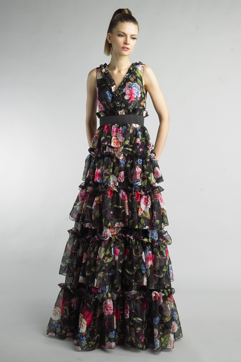 D9429L | Sleeveless floral garden dress |  