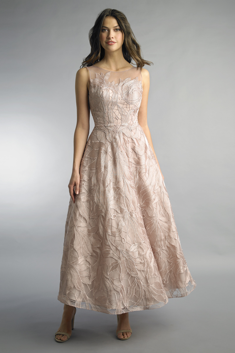 D9982L | Sleeveless tea length dress |  